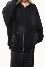 Distressed Washed Appliqué Letter Hoodie