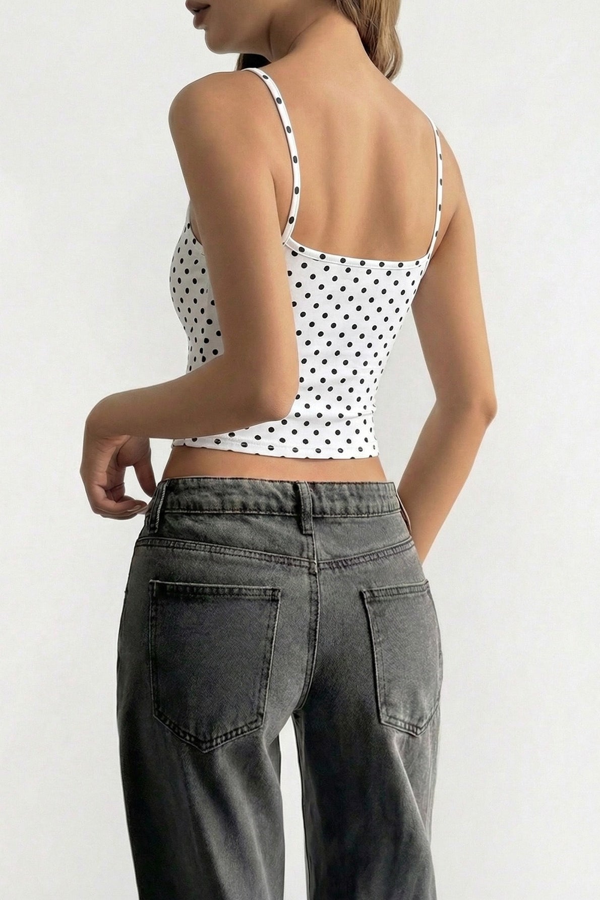 Polka Dot Square Neck Slim Cropped Cami Secondary image