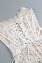 Strapless Lace Corset Sheer Mini Dress