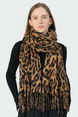 Cozy Leopard Print Faux Wool Scarf