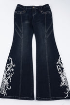 Y2K Graphic Print Slim Flare Leg Jeans