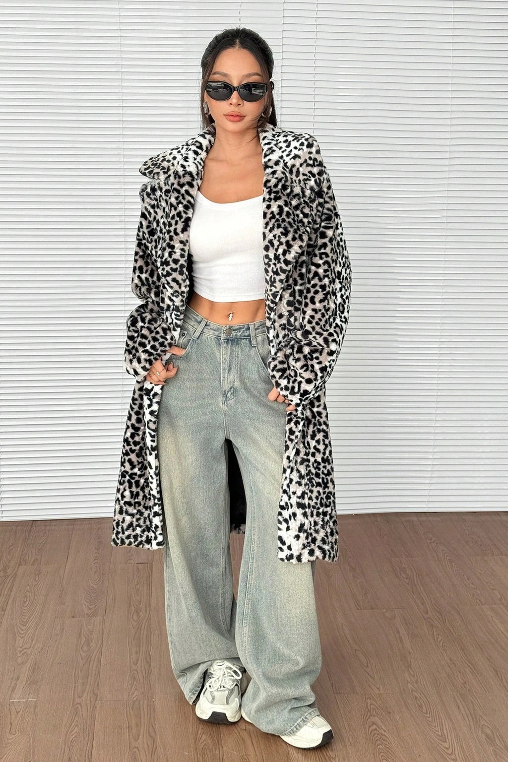 Plush Faux Fur Mid-Length Overcoat