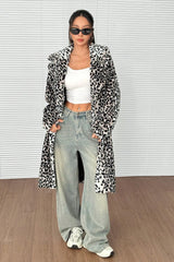Plush Faux Fur Mid-Length Overcoat