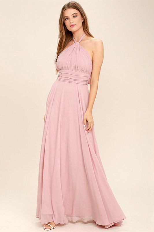 Chiffon Halter Ruched Gown Formal Dress Secondary image