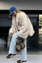 Faux Fox Fur Long Sleeve Coat coats