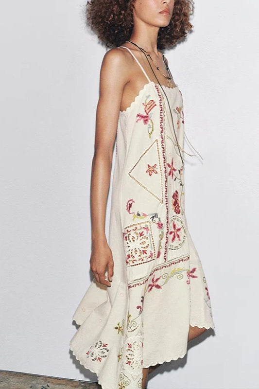 Floral Embroidered Asymmetric Boho Dress Secondary image