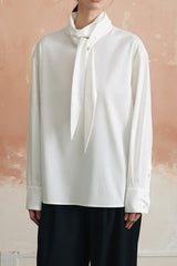 Elegant Lightweight Draped Tie Neck Blouse