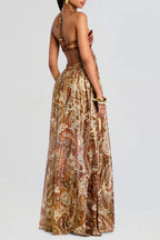 Strapless Lace Up Pleated Boho Dress