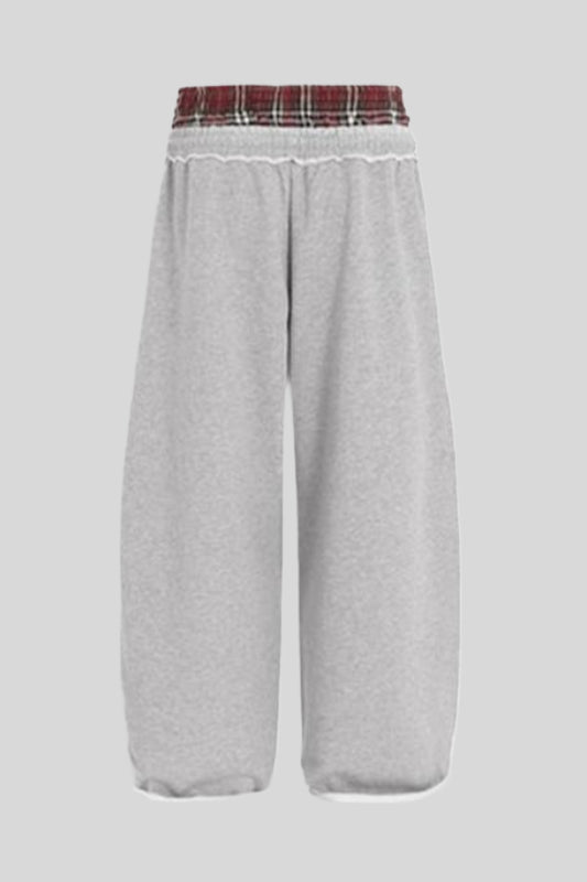 Stripe Embroidered Double Waist Sweatpants