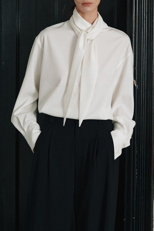 Elegant Lightweight Draped Tie Neck Blouse Main image