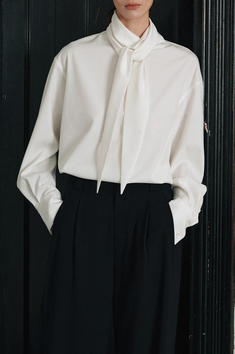 Elegant Lightweight Draped Tie Neck Blouse Main image