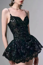 Lace Spaghetti Strap Mini Dress