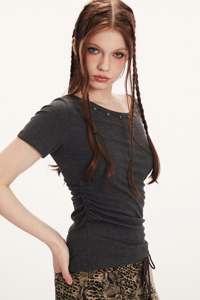 Asymmetrical Bodycon Cropped Short Sleeve Tee