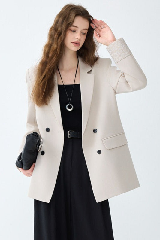 Loose Fit Long Sleeve Blazer S / White