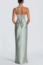 One Shoulder Satin Column Formal Dress