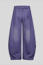 Deconstructed Typography Barrel Leg Sweatpants
