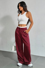 Patchwork Stripe High Waist Straight Pants