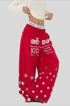Star Typography Balloon Leg Sweatpants