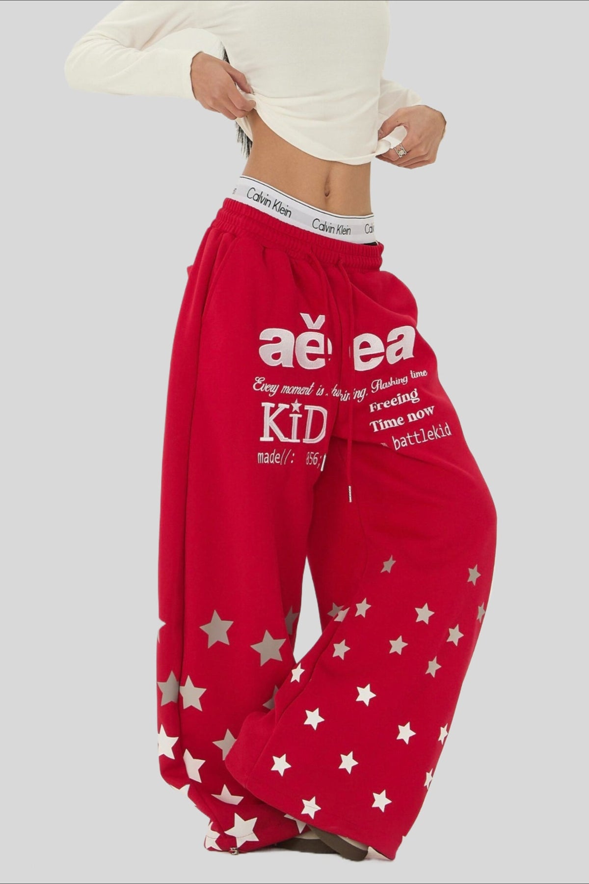 Star Typography Balloon Leg Sweatpants