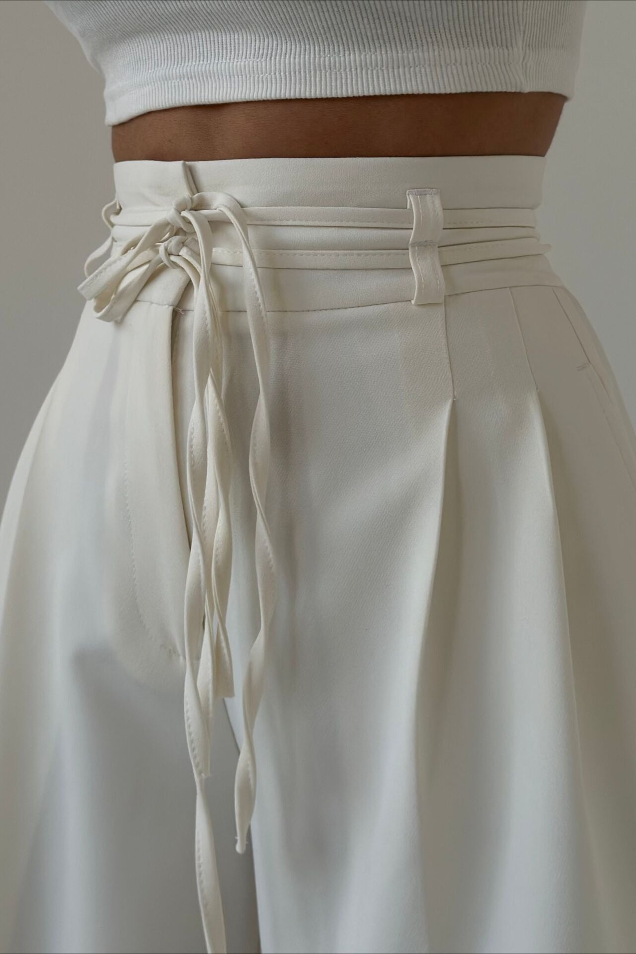 Chic High Waist Tie Slim Straight Pants Main image