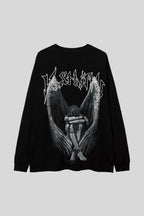 Angel Wings Typography Graphic Oversized Sweatshirt