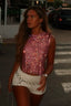 Full Rhinestone High Neck Crop Top