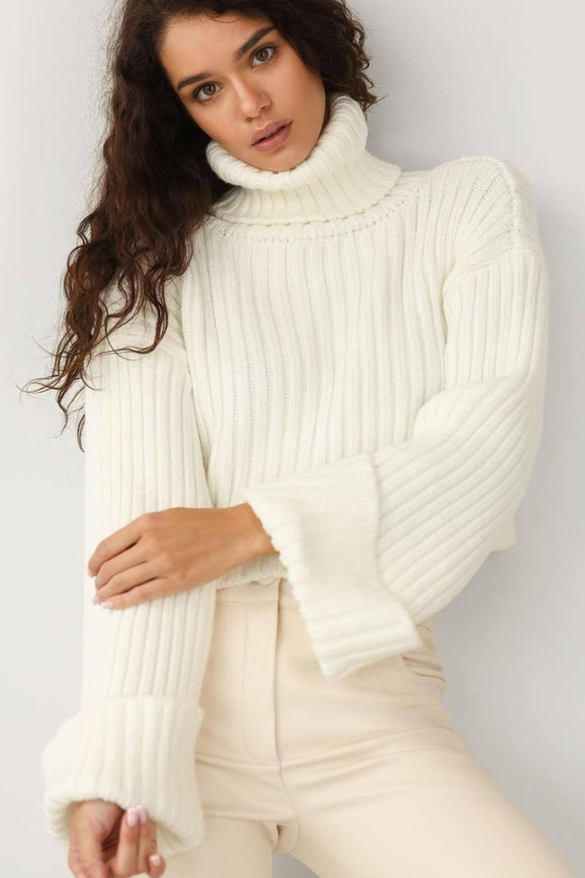 Striped Turtleneck Bell Sleeve Sweater Main image