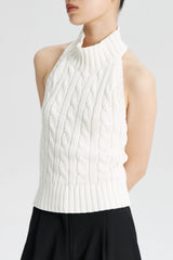 Cable Crochet Halter Knit Top