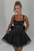 Satin Bow A-Line Mini Dress