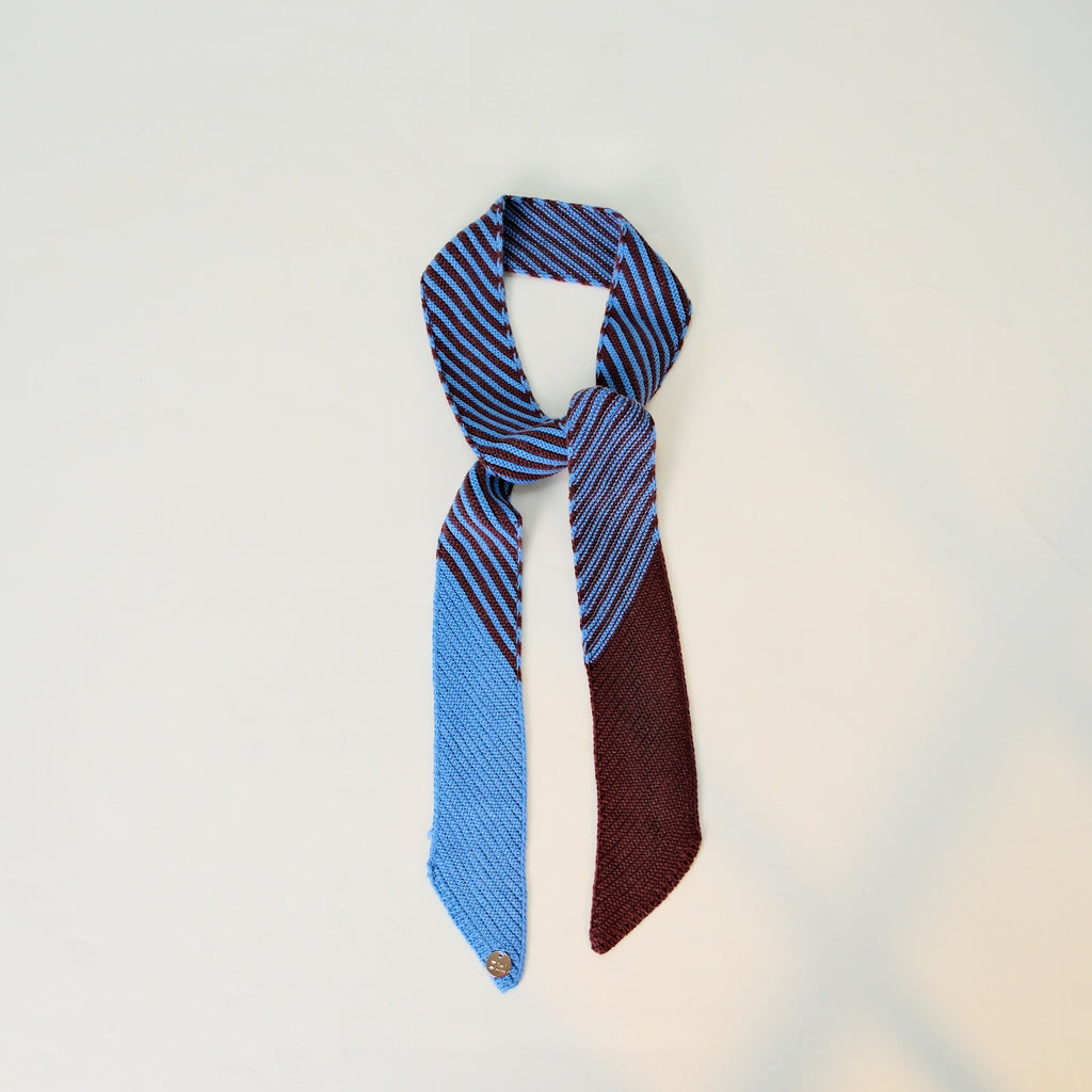 Colorblock Striped Knit Skinny Long Neck Tie Scarf