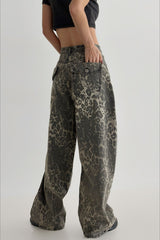 Vintage Leopard High Waist Wide Leg Pants
