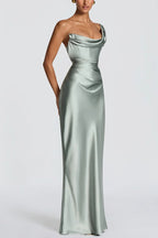 One Shoulder Satin Column Formal Dress