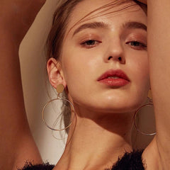 Bold Geometric Gold Alloy Hoop Earrings