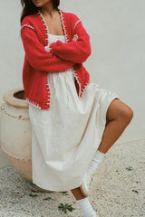 Vintage Cable Knit V Neck Button Christmas Cardigan