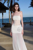 Sexy Sheer Mesh Strapless Vacation Dress
