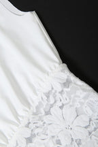 Asymmetric Collar Lace Sheer Sleeveless Crop Top
