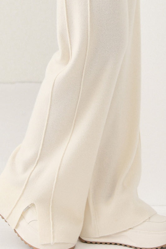 Wool Soft Straight Split Knit Pants