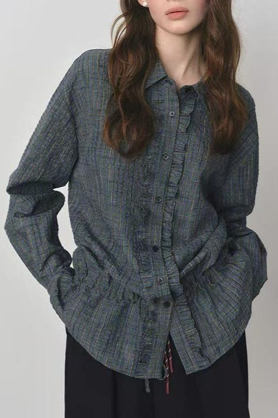 Vintage Textured Plaid Blouse Main image