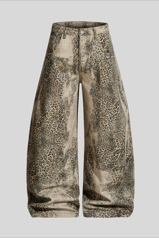 Leopard Print Cargo Wide Leg Jeans Main image