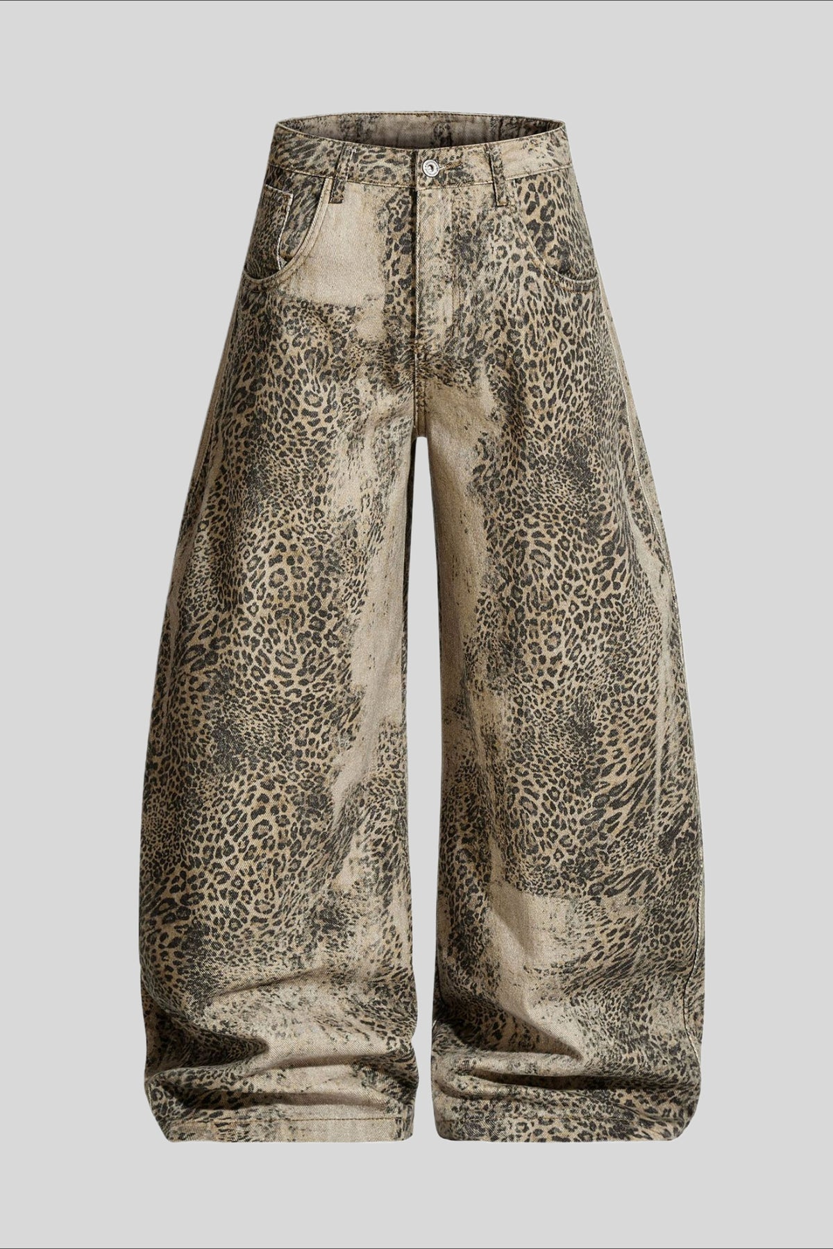 Leopard Print Cargo Wide Leg Jeans