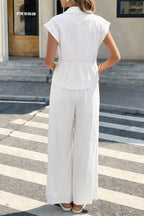 Relaxed Sleeveless Shirt Wide Leg Pants Set