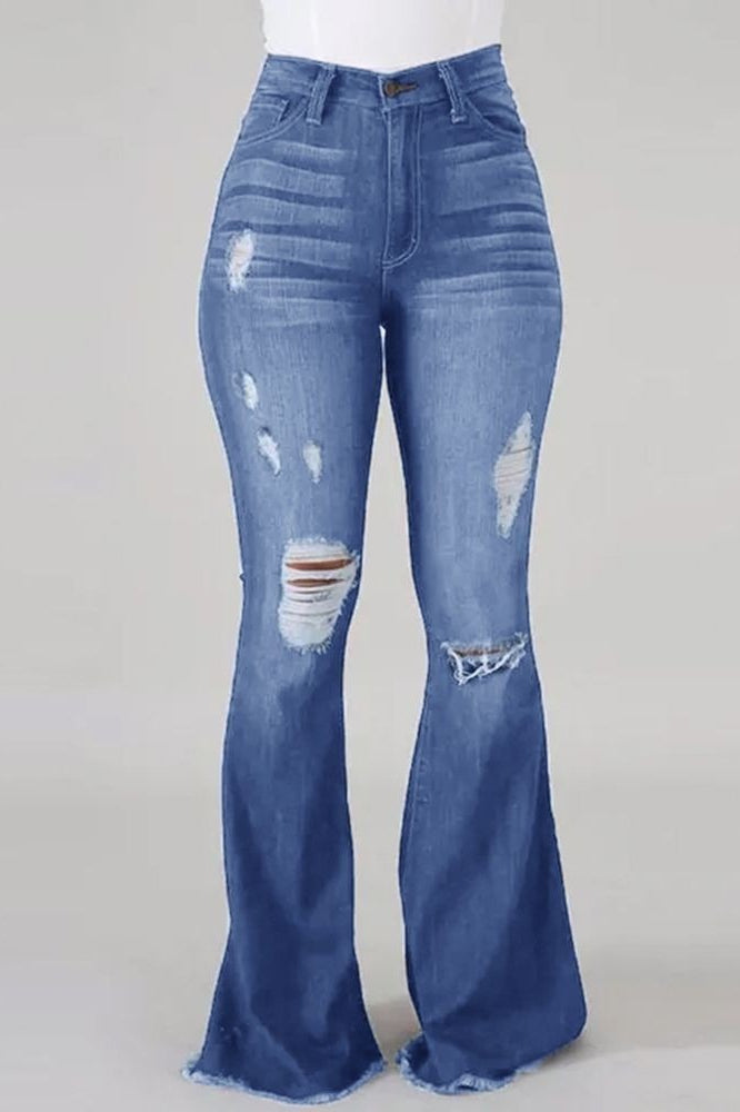High Waist Ripped Stretch Flare Jeans Main image