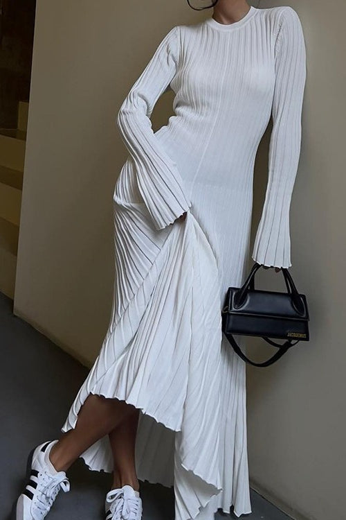 Slim Fit Crew Neck Sweater Dress S / White Main image