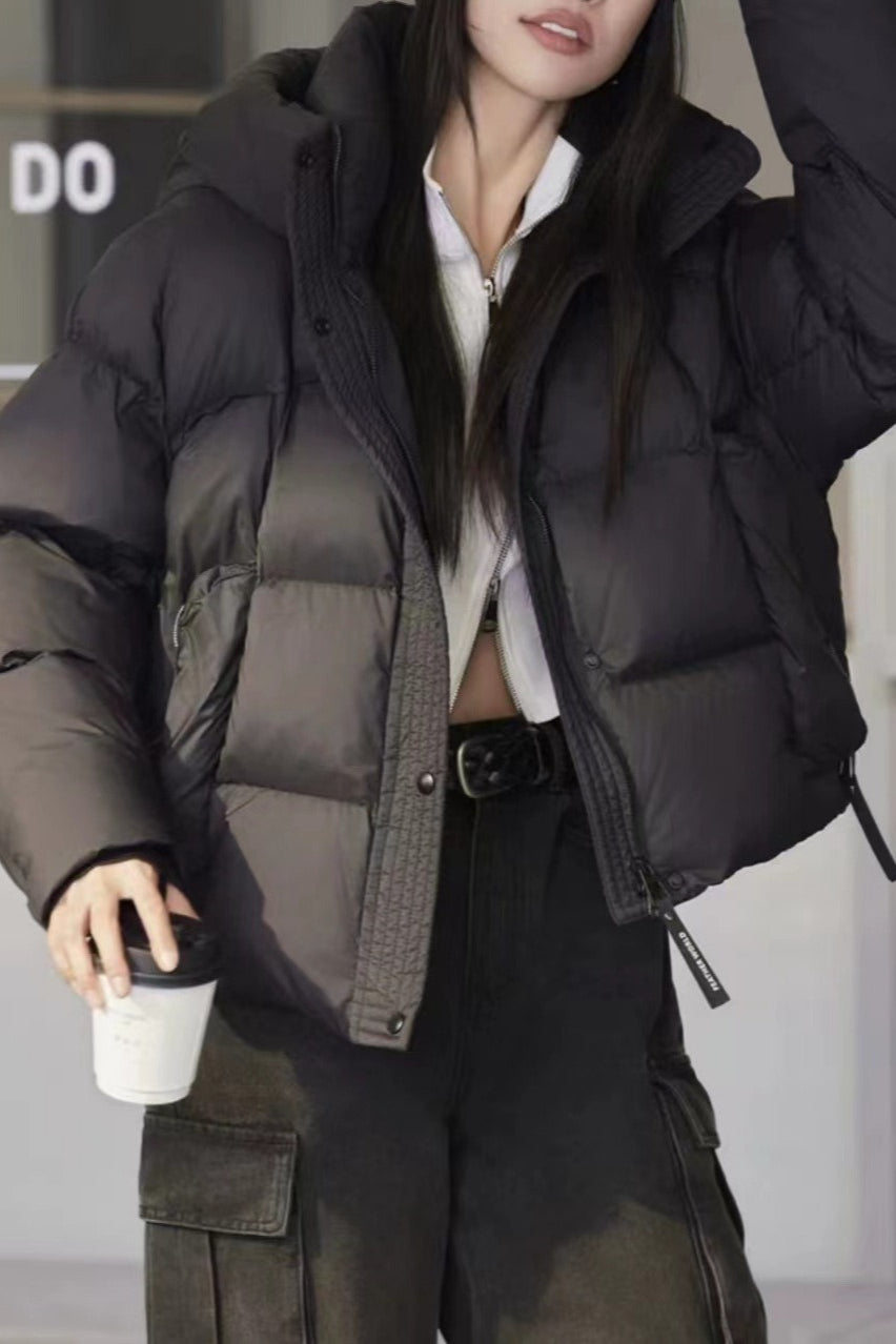Cropped Hooded Insulated Puffer Jacket