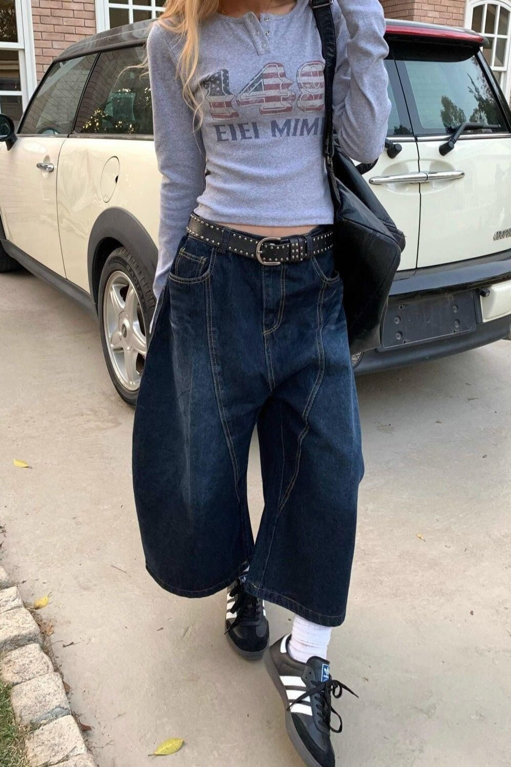 Vintage Back Embroidery Patchwork Wide Leg Jeans Secondary image