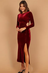 Elegant Bodycon Long-Sleeve Party Sexy Velvet Dress