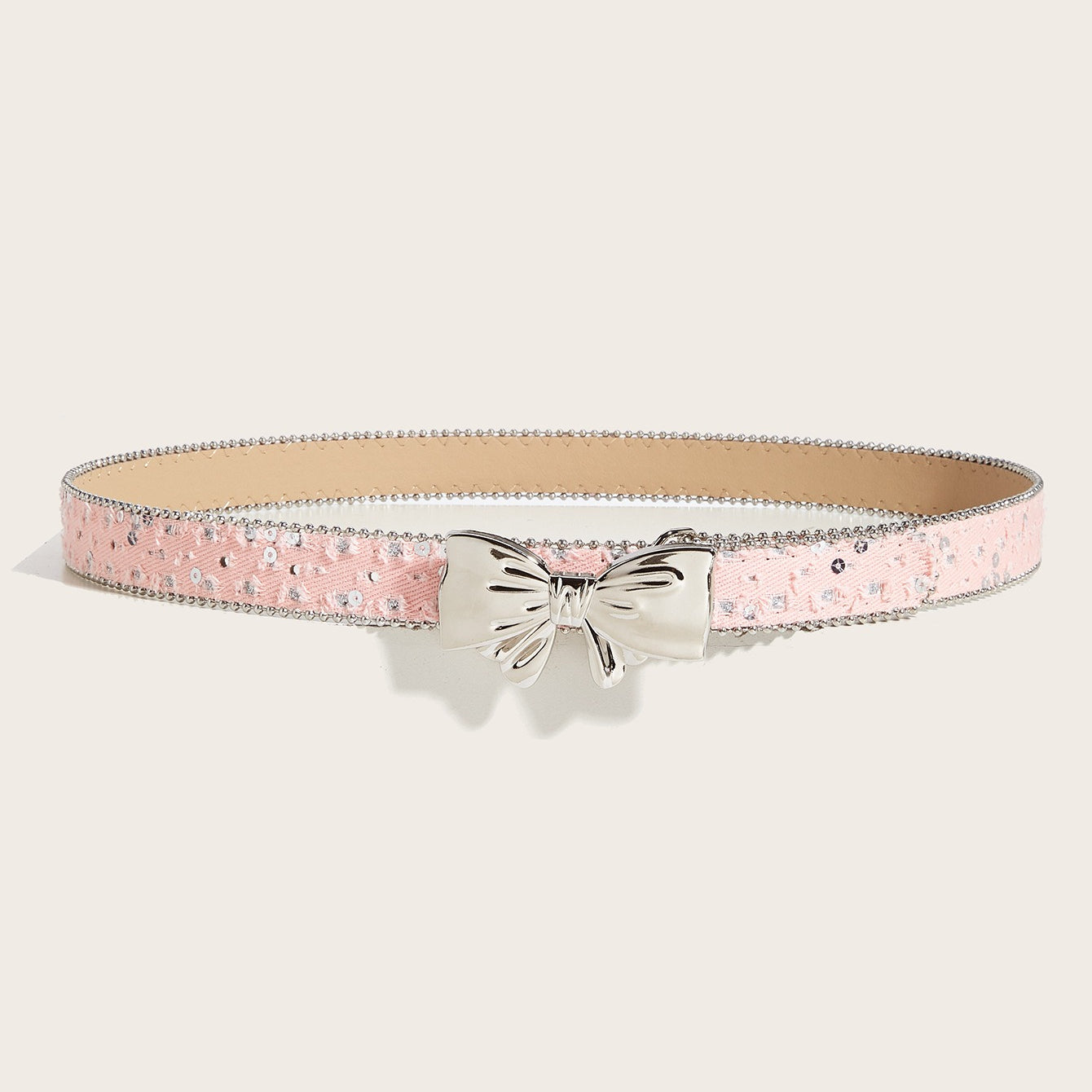 Denim Butterfly Buckle Beaded Statement Belt
