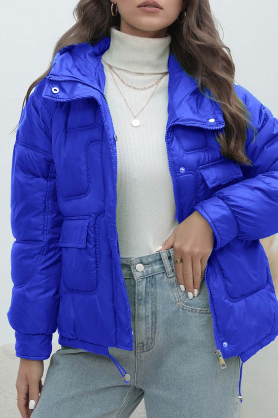 Bright Color Stand Collar Puffer Coat Secondary image