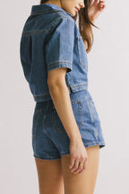 Casual Loose Denim Top Two Piece Skirt Set