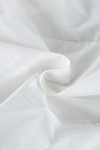 White Lace Trim Ruched Waist Puff Sleeve Blouse